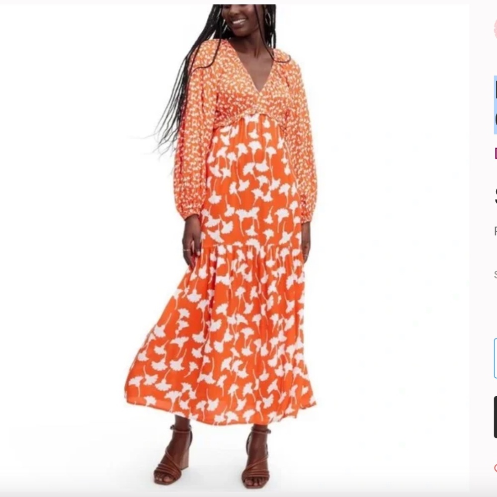 Diane Von Furstenberg DVF for Target V-Neck Ginkgo Cherry Tomato Maxi Dress XL